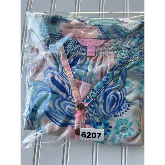 Lilly Pulitzer SILK Size XS Pink Blue blouse - Picture 11 of 11